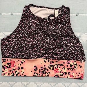 Nanette Lepore Pink and Black Speckled Crop Top